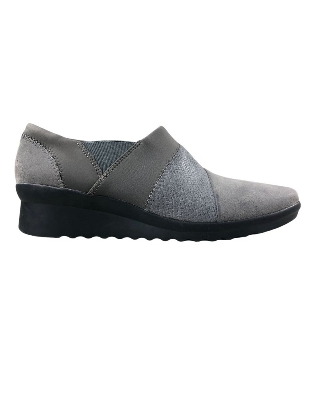 Clarks Women's Size 8.5M Cloudsteppers Caddell Denali Grey Slip On Loafers Shoes